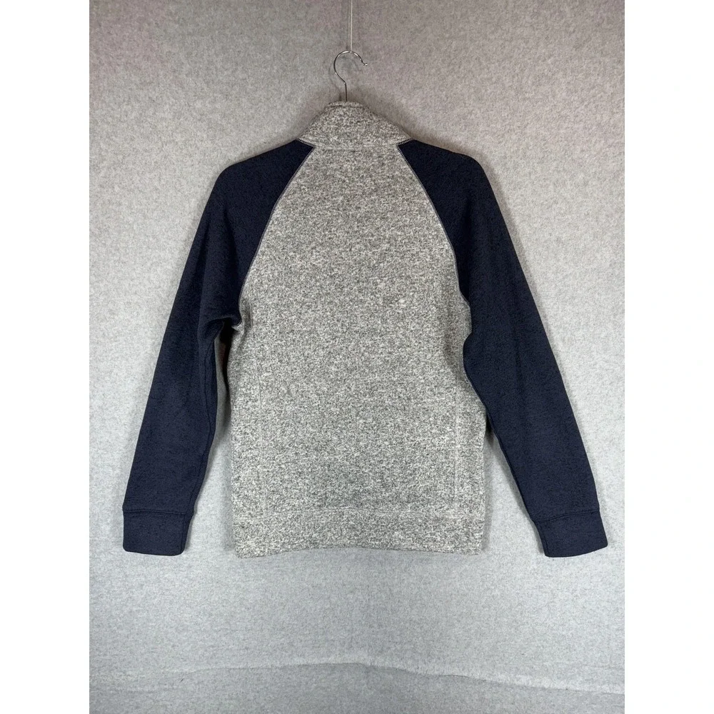 Sonoma Pullover Sweater Mens Small Gray Navy Blue Mock Neck Fleece Knit Warm
